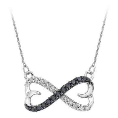 Sterling Silver Black & White Diamond Infinity Pendant