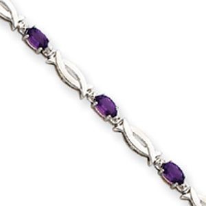 14k White Gold Amethyst and Diamond Bracelet