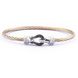 Rose Stainless Steel Bracelet Black and White Diamonds