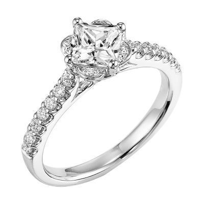 ArtCarved Tulip Setting Princess Cut Engagement Ring