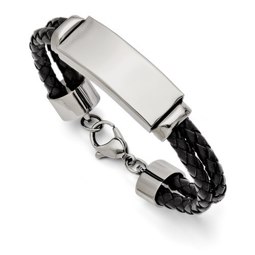 Men's Stainless Steel and Leather bracelet