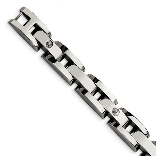 Stainless Steel White gold and  Diamond Men's Bracelet
