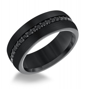 Black Tungsten All Around Black Sapphire Band