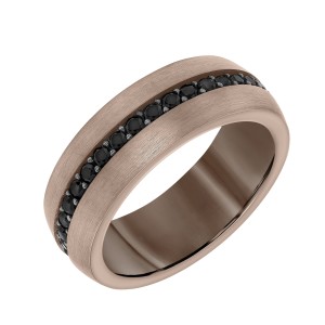 Brown Tungsten All Around Black Sapphire Band