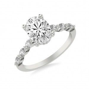 Diamond Engagement Ring with Marquise Shared Prong Sides