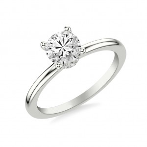 Solitaire Style Diamond Engagement Ring with Hidden Diamond Halo