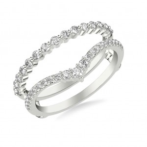 Contemporary Asymmetrical Straight and V-Shape Diamond Ring Enhancer