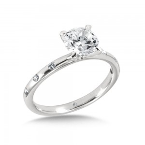 Diamond Solitaire Ring with Drill Set Diamond Sides