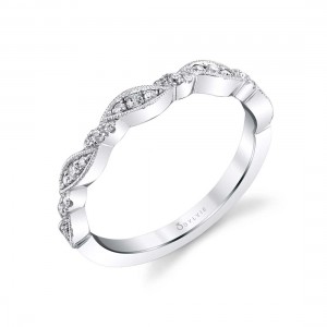 Vintage Inspired Stackable Diamond Wedding Band
