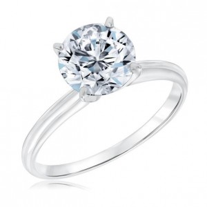 Round 14k White Gold Lab Grown 2ct Solitaire