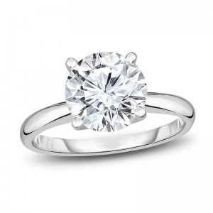 Round 14k White Gold Lab Grown 3ct Solitaire