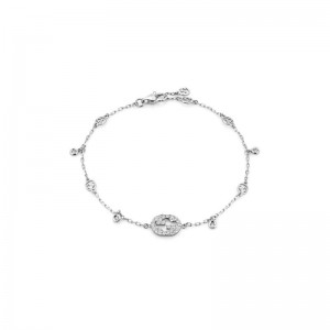 Gucci Interlocking G Bracelet in White Gold with Diamonds