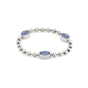 Gucci Boule Interlocking G Bracelet with Blue Enamel in sterling silver
