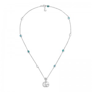 Gucci Marmont Interlocking G Necklace with Turquoise