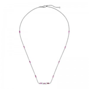 Gucci Link to Love Necklace with Rubellite in White Gold