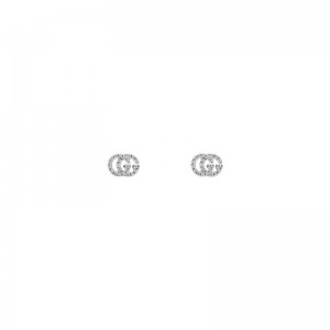 Gucci Running Diamond Earrings in White Gold