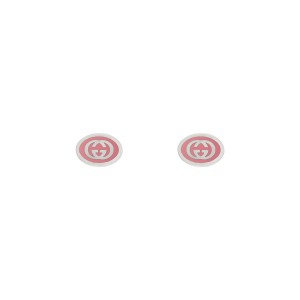 Gucci Interlocking G Detail Earrings with Pink Enamel