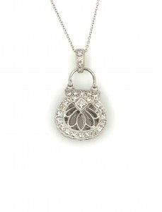 Estate 14kwg Diamond Purse Pendant