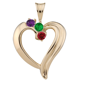 Birthstone Heart Necklace style 83 with 3 Stones