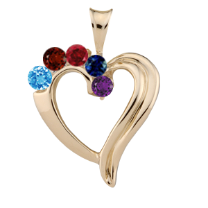 Birthstone Heart Necklace style 83 with 5 Stones