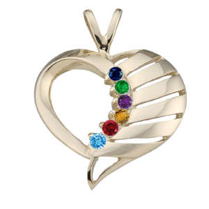 Birthstone Heart Necklace Style 176 with 6 Stones