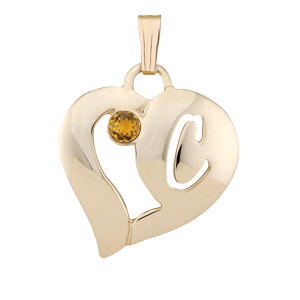 Birthstone Heart Necklace Style 173 with 1 Stone