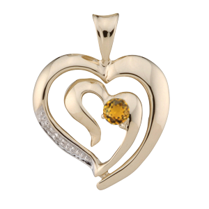 Birthstone Necklace Heart Style 174 with 1 Stone