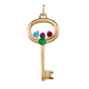 Birthstone Necklace Key Style 183 with 3 Stones
