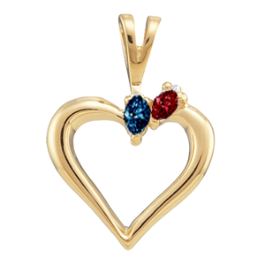 Birthstone Heart Necklace Style 87 with 2 Stones