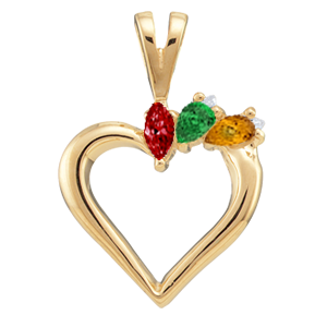 Birthstone Heart Necklace Style 87 with 3 Stones