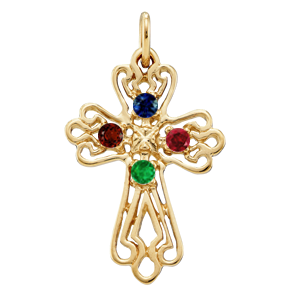 Birthstone Cross Necklace Style 103 with 4 Stones