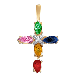 Birthstone Cross Necklace Style 104 with 1 Stone