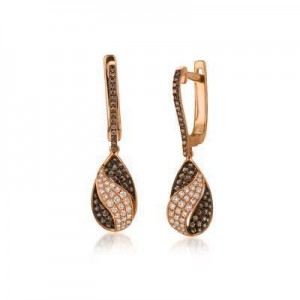 LeVian 14K Strawberry Gold® Earrings with Vanilla Diamonds® 1/4 cttw and Chocolate Diamonds® 3/8 cttw