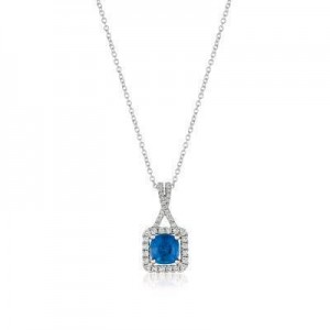 LeVian 18K Vanilla Gold® Cornflower Ceylon Sapphire 1 ct Pendant with Vanilla Diamonds® 1/4 cttw