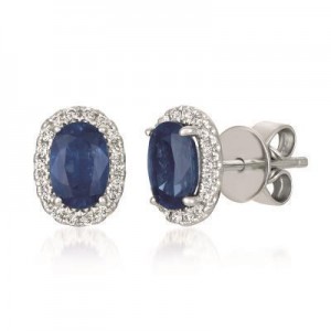 LeVian Blueberry Sapphire Oval Earrings set in Vanilla Gold with Vanilla Diamonds
