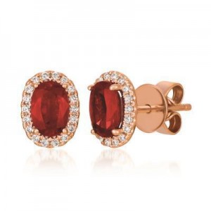 LeVian 1ctw Passion Ruby Earrings with Vanilla Diamond Halos