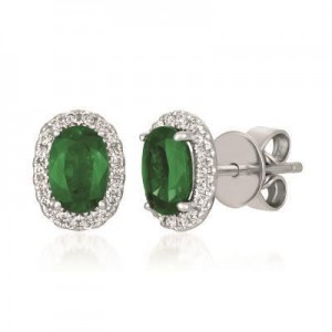 LeVian Costa Smeralda Emerald Oval Earrings with Vanilla Diamonds