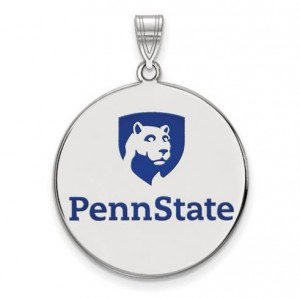 Penn State Sterling Silver Large Enamel Logo Disc Pendant