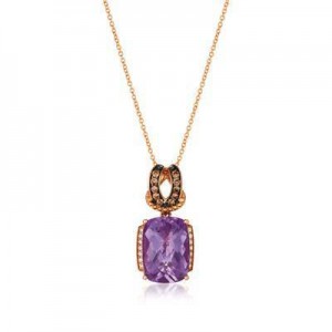 LeVian 14K Strawberry Gold® Grape Amethyst 5 5/8 ct Pendant with Chocolate Diamonds® 1/6 cttw and Vanilla Diamonds® 1/15 cttw