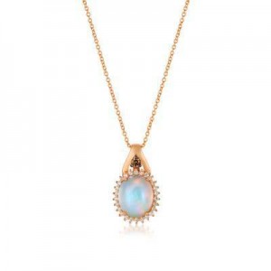 LeVian 14K Strawberry Gold® 1 5/8 ct Neopolitan Opal Pendant with Chocolate Diamonds® and Vanilla Diamonds®