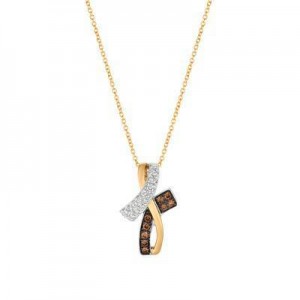 LeVian 14K Two Tone Gold Pendant with Vanilla Diamonds® 1/4 cttw, Chocolate Diamonds® 1/5 cttw
