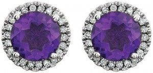 14kt White Gold Amethyst & 1/8 CTW Diamond Earrings