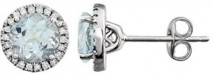 14kt White Gold Aquamarine & 1/8 CTW Diamond Earrings