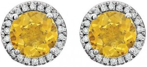 14kt White Gold Citrine & 1/8 CTW Diamond Earrings
