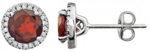 14kt White Gold Mozambique Garnet & 1/8 CTW Diamond Earrings