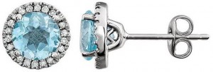14kt White Gold Sky Blue Topaz & 1/8 CTW Diamond Earrings