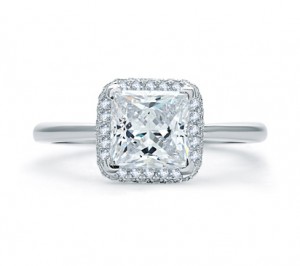 A. Jaffe Quilted Pave Princess Cut Halo Engagement Ring