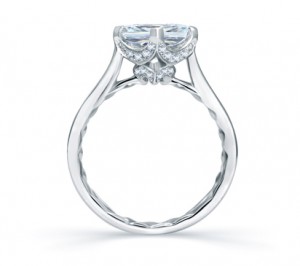 A. Jaffe Simple Princess Cut Quilted Engagement Ring