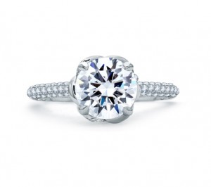 A. Jaffe Quilted Micro Pave Halo Designer Knot Engagement Ring