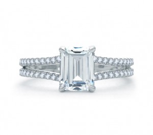 A. Jaffe Delicate Emerald Cut Quilted Engagement Ring